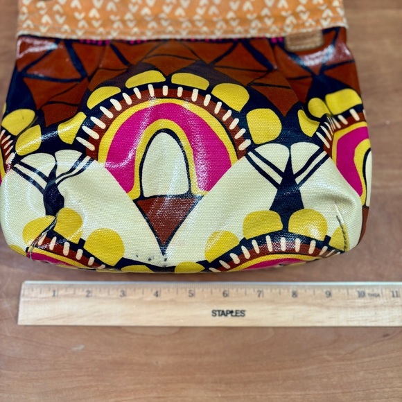 Fossil Vintage Key-Per Crossbody Hobo Canvas Bag, Orange & Yellow Floral Design - Picture 3 of 12